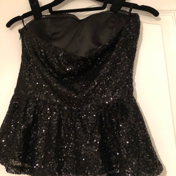 Jaw dropping black sequence, strapless, bustier with peplum - Picture 2 of 2